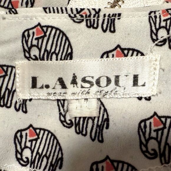 L. A Soul‎ Elephant Scoop Neck Tank Top Back
Zip White Black Medium - Picture 6 of 8